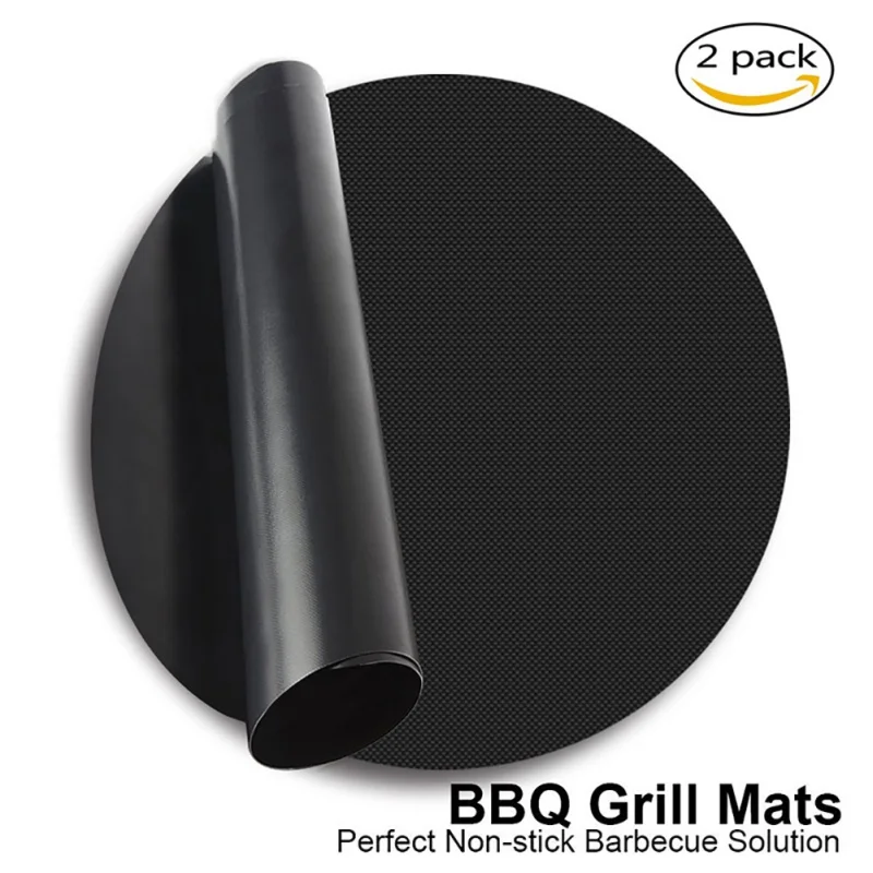 

2Pcs/Set 40cm Round Cooking Tool Non-stick BBQ Grill Mat Barbecue Baking Liners Reusable Teflon PTFE Heat-Resisting Mat