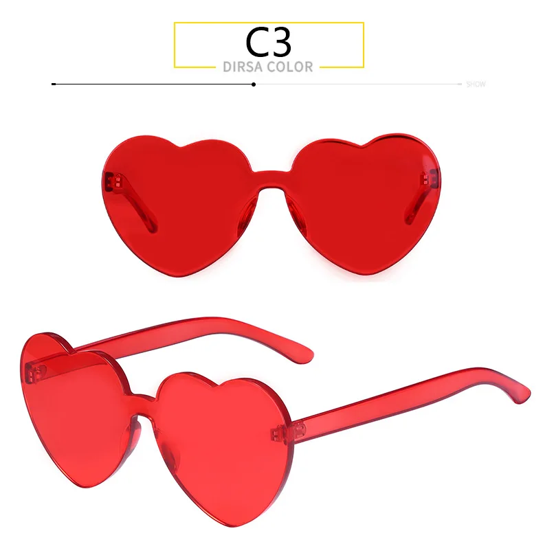 Модные яркие цвета в форме сердца, солнцезащитные очки для женщин и мужчин, роскошные брендовые дизайнерские солнцезащитные очки без оправы, женские мужские оттенки