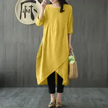 KANCOOLD Платье женское Винтажное с длинным рукавом Туника мешковатое Длинное Макси платье однотонного размера плюс Вечерние Повседневные платья для женщин 2018jul19