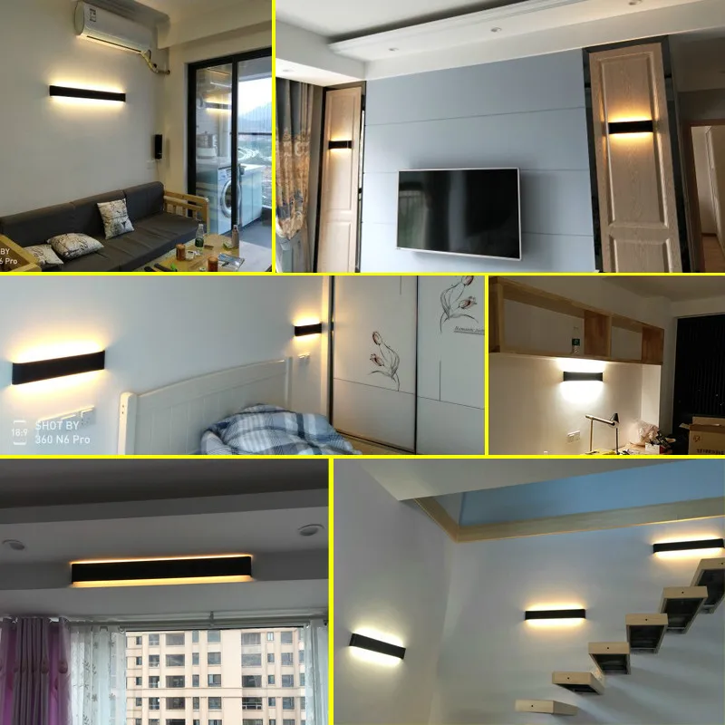 Indoor LED Wall Lamp Modern Wall Lamps for Living Room Aluminum Bedroom Aisle Staircase Decoration Lighting Black/ White
