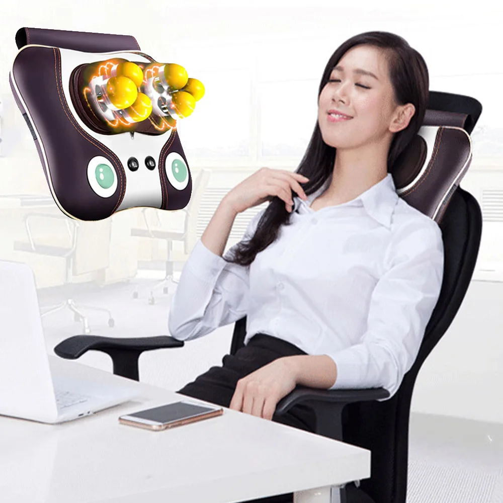 

Electric Infrared Neck Massager Pillow Shiatsu Cushion Massage Neck Back Waist Body Heating Kneading Massage Pillow
