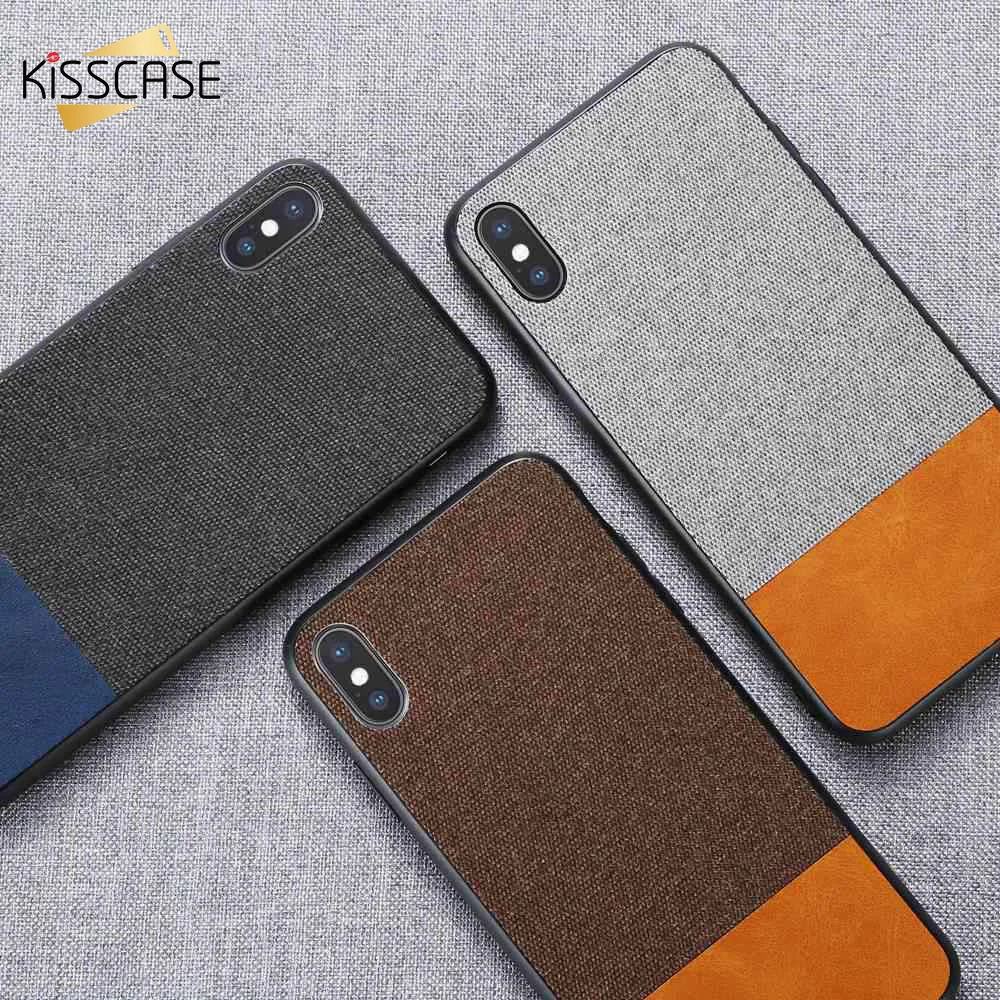 

KISSCASE Fabric Texture Leather Case For iPhone 7 Plus 6 SE 5S Coque Classic Cloth Case For iPhone X XR XSMAX 8 6 6S Plus Cover