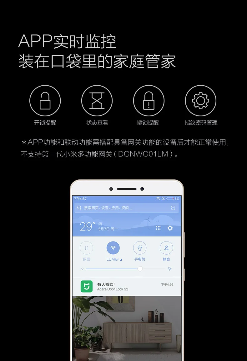 xiaomi mi jia aqara умный дверной замок s2 работает с приложением mi home для xiaomi smart home kit новейший