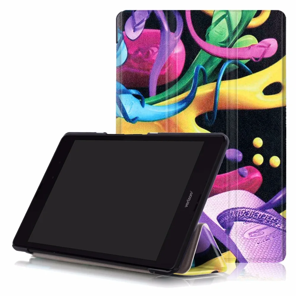 for Asus ZenPad Z 8 Leather Case Color Painted Tri fold Stand Flip