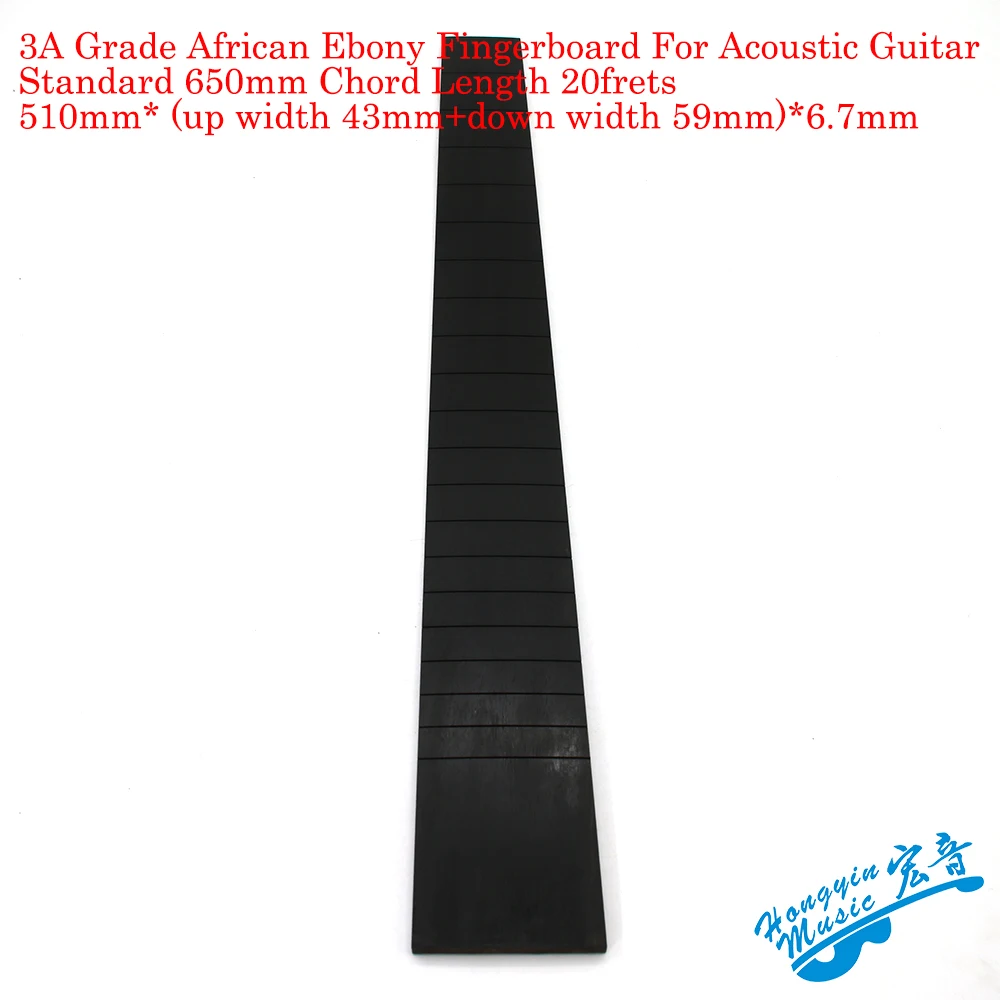 AAA Grade African Ebony Fingerboard For Acoustic Guitar Standard 650mm 20Frets Chord Length Semi