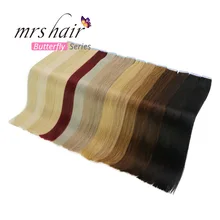 MRSHAIR, 12 дюймов, пряди человеческих волос для наращивания, прямые волосы remy на клейкой ленте, искусственная кожа, уток, невидимый, 20 шт