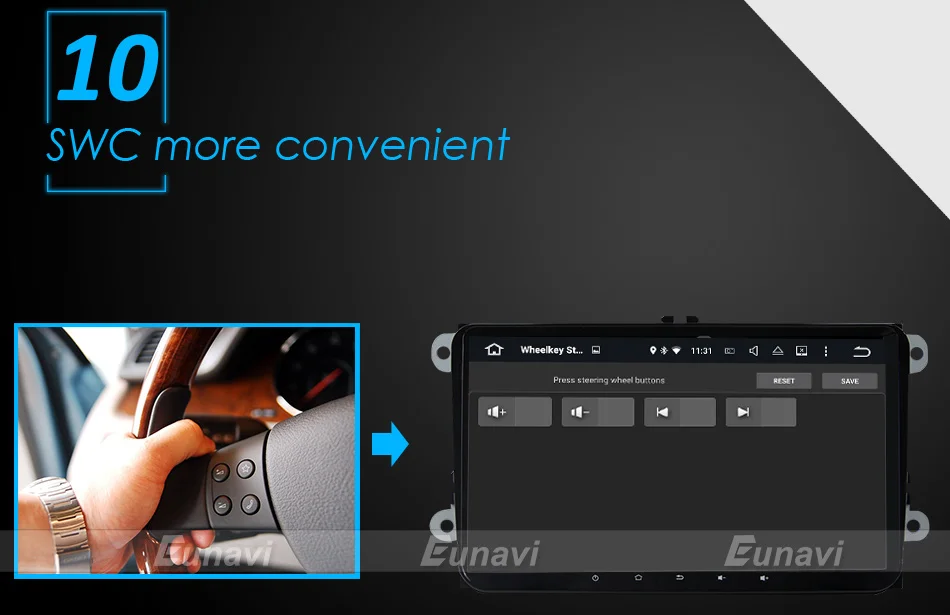 Cheap Eunavi 2 Din 9 inch Quad core Android 8.1 car dvd GPS for VW Polo Jetta Tiguan passat b6 cc fabia mirror link wifi Radio  in d 15
