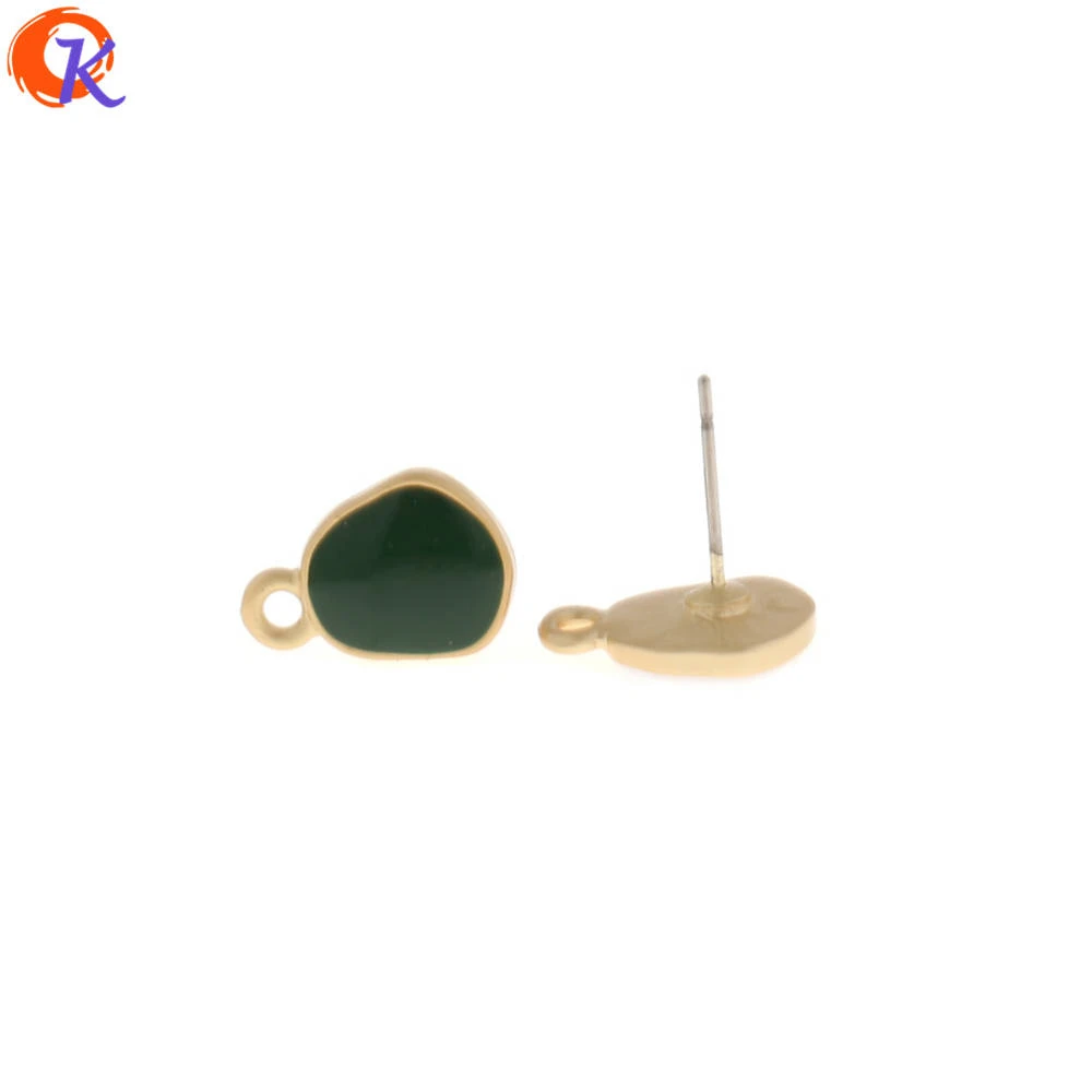 Green Сердечная конструкция, 50 шт в наборе, 10*14 мм Ювелирные изделия из жемчуга Аксессуары/серьги-гвоздики в форме/матовое золото/Овальный Форма/цинковый сплав вам возможность самостоятельно украсить свой телефон/ручная работа/застежки для сережек - Цвет: Green
