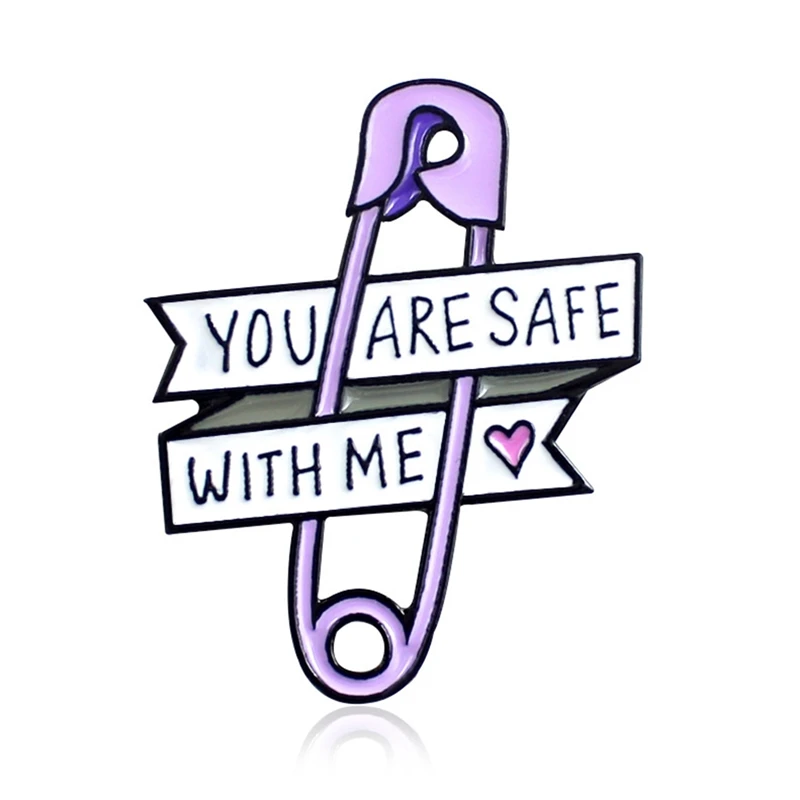 Брошь в виде ленты с надписью You Are Safe With Me|Броши| |