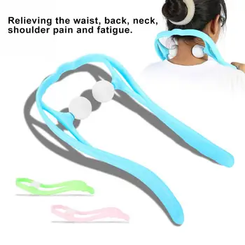 

Roller Ball Cervical Neck Massager Handle Self Massage Tool Shoulder Neck Back Pain Relief Massage Therapy Body Spine Massager