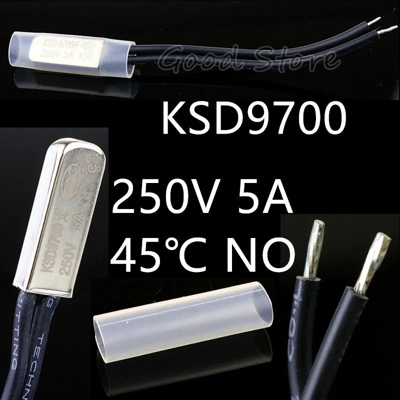 

1Pcs KSD9700 250V 5A NO 45 Degree Celsius Temperature Switch Thermal control Normally Open