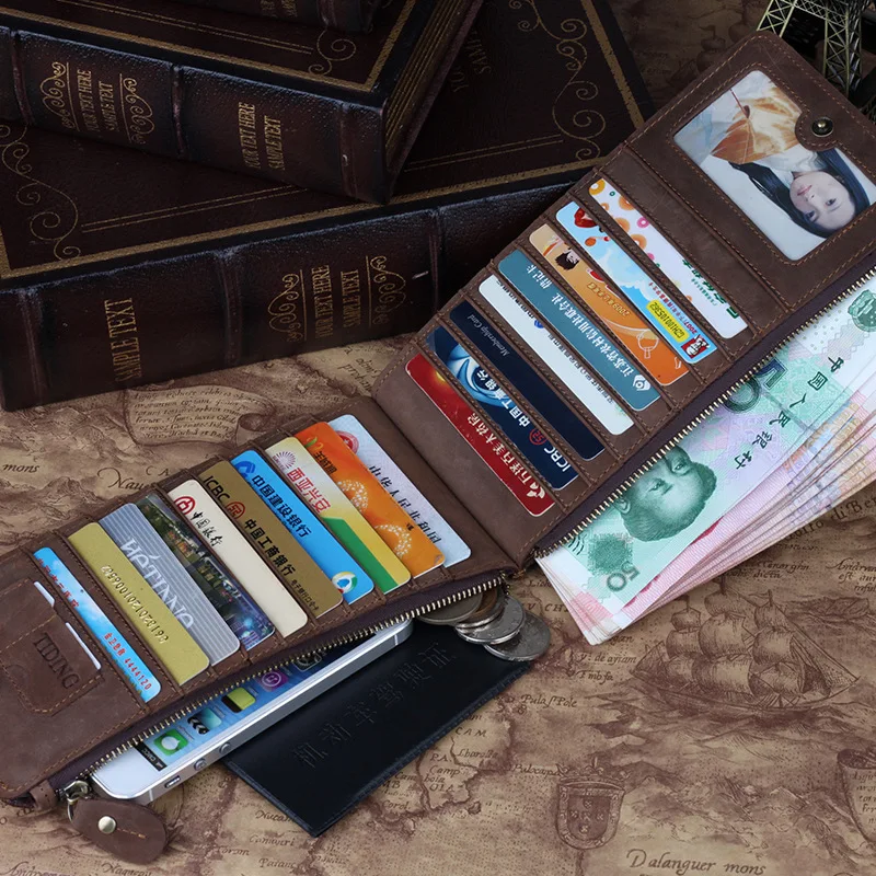 Винтаж Пояса из натуральной кожи Для мужчин кредитных карт держатели мужской