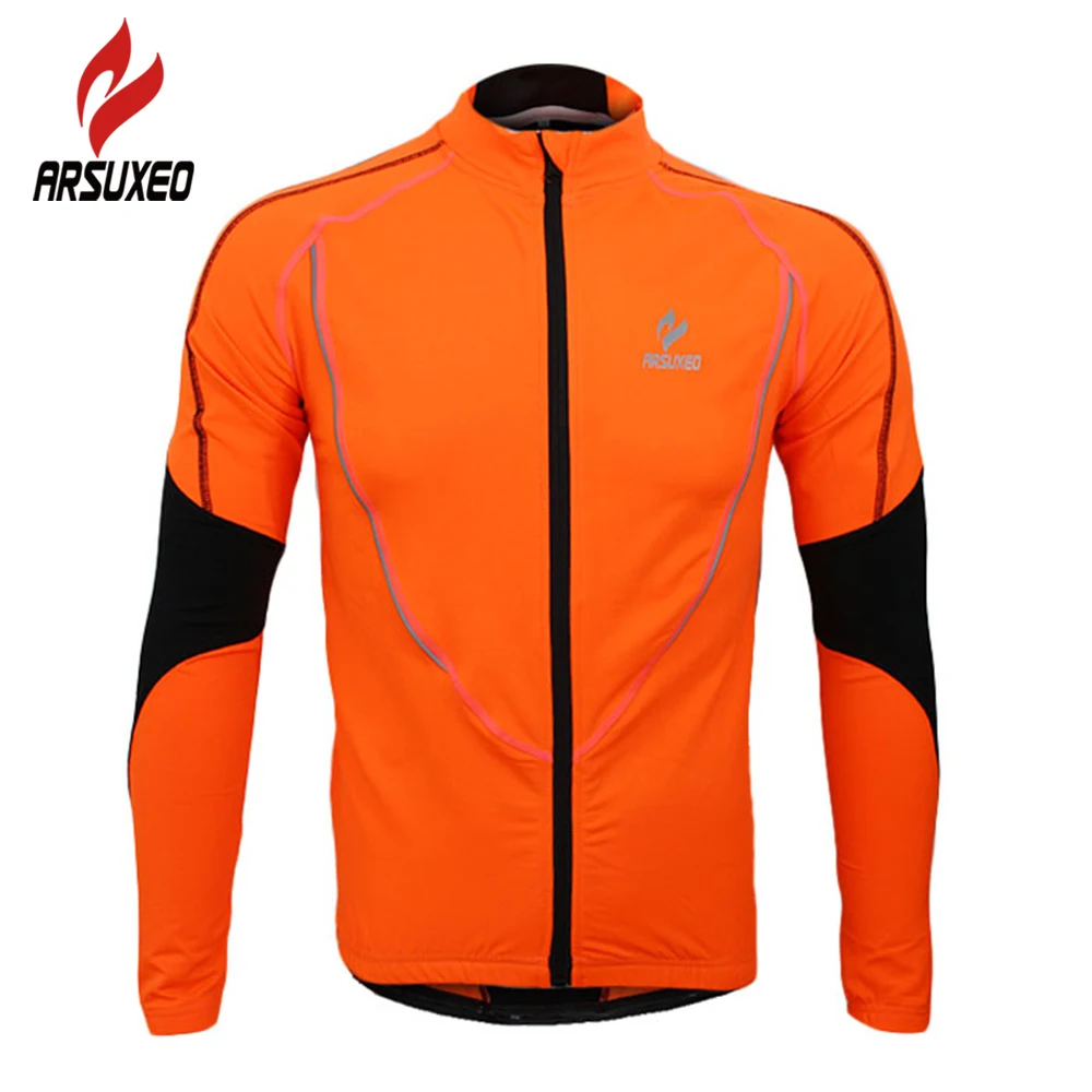 

ARSUXEO Cycling Bike Bicycle Sports Clothing Jacket Wind Coat Winter Warm Up Fleece Thermal Running Fitness Excercise Jersey