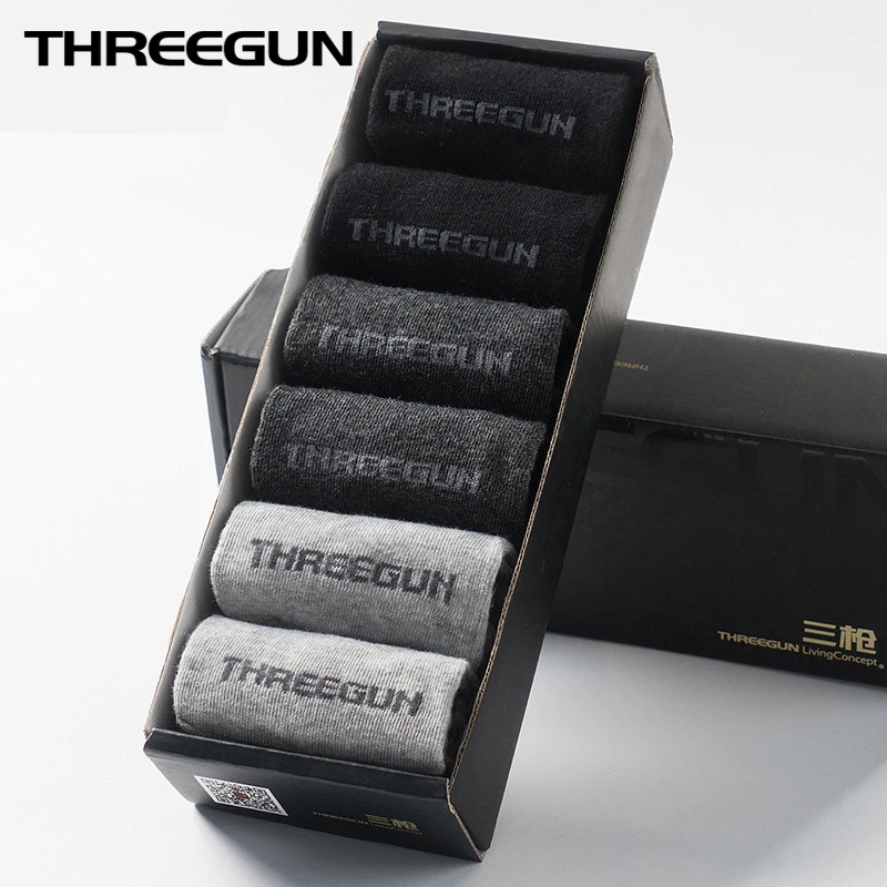 THREEGUN/2 пары, женские длинные хлопковые носки в полоску, спортивные гольфы, мягкие эластичные гольфы, дышащие удобные носки для ног