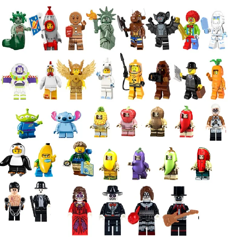 

Single Sale Pineapple Pepper Peanut Fruit Hot Dog Man Action Building Blocks Children Gift Toys 8113