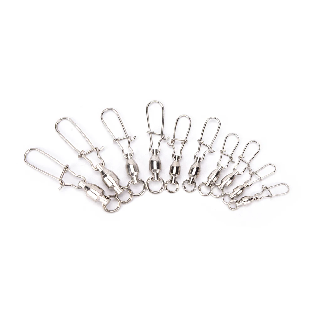 

20Pcs Stainless Steel #1-5 Ball Bearing Swivel with Solid Ring Fishing Swivel Rolling Swive Connectorl tools