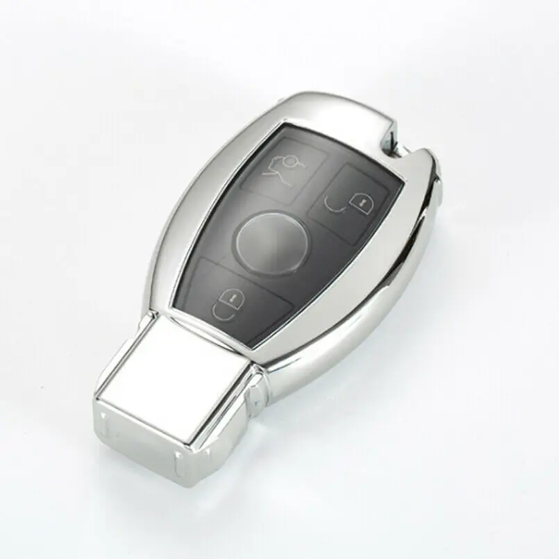1x Soft Full Sealed TPU Car key Case Cover Shell for Mercedes benz A B R G Class - Название цвета: Серебристый