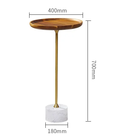 70 см (27 ") Высокий Маленький журнальный столик/мраморная основа/металлический стержень с золотой отделкой/40 см (15") круглый деревянный