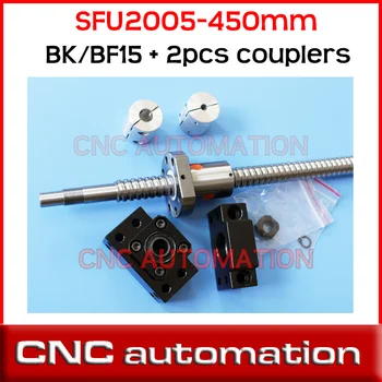 

RM2005 Ball Screw SFU2005 L= 450mm Rolled Ballscrew + BK BF15 end support + 2pcs coupler 8*12mm