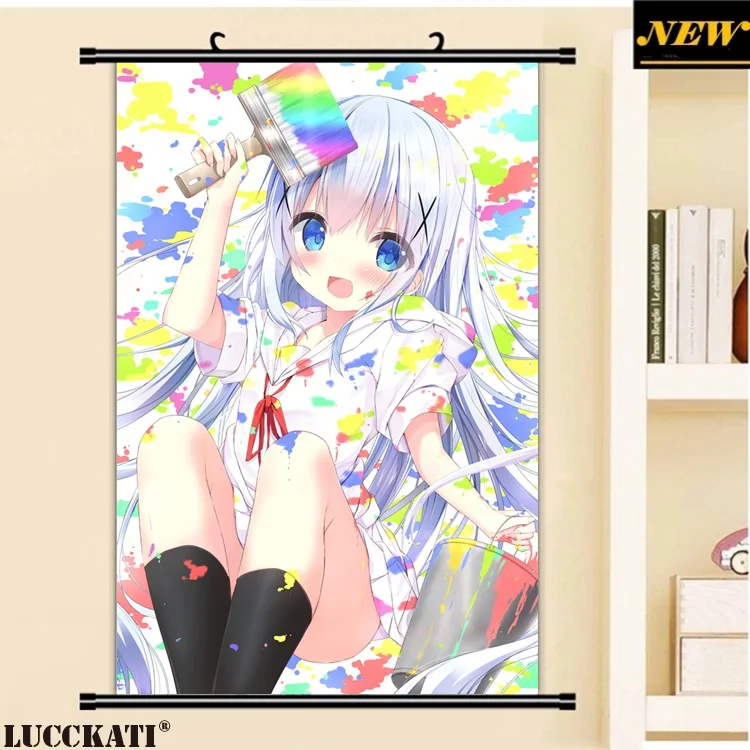 

40X60CM Gochiusa Gochuumon wa Usagi Desu ka Rabbit cameltoe loli cartoon anime wall picture mural scroll canvas painting poster