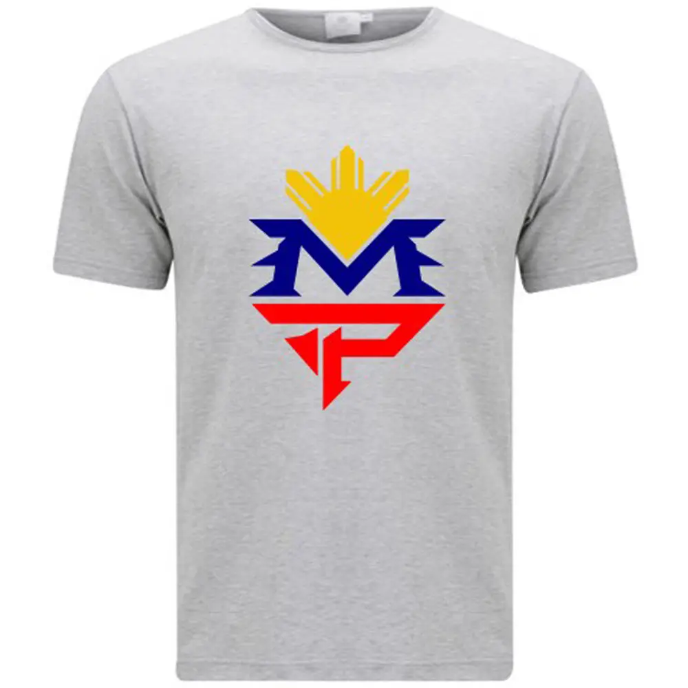 Manny Pacquiao Logo Pacman Pinoy Boxer Champ Men's Grey T-Shirt Size S-3XL
