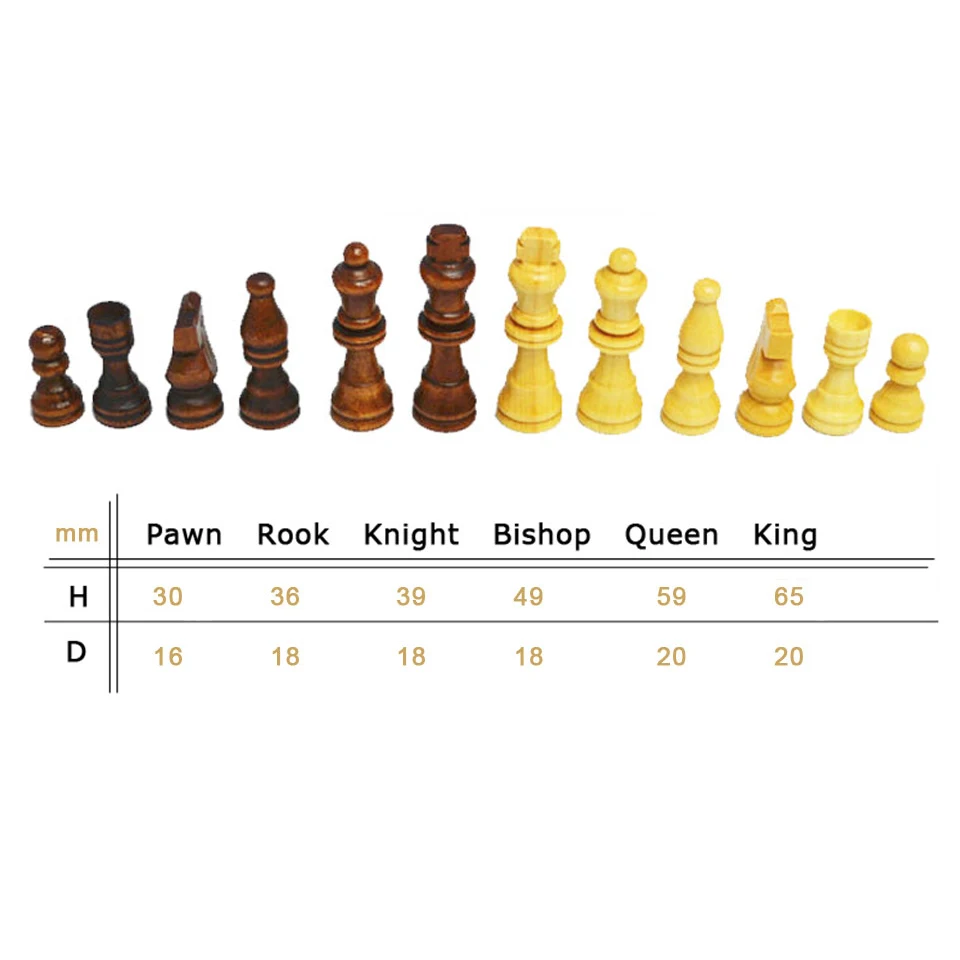 32 Pieces Wooden Chess King Height 54/65/80/92/105mm Chess Game Set Chessmen Competitions Set Kid Adult Gift IA14