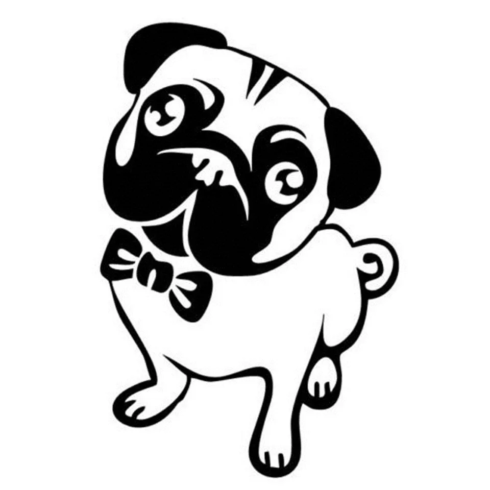 1015.2CM Lovely Pug Dog Cartoon Car Sticker Fashion Personality Car Styling Stickers BlackSilverLaser (2)