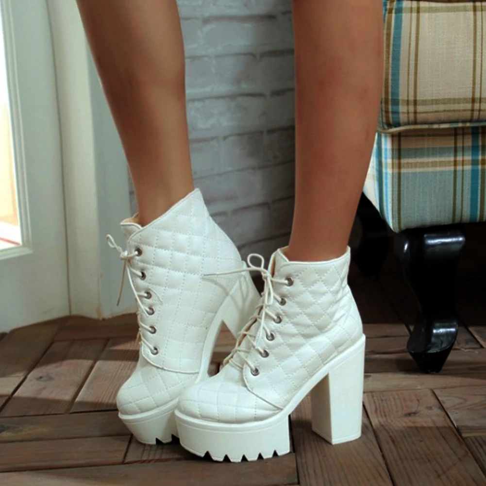 

Fashion big size 43 top quality square high heels shoes woman sexy party nightclub platform ankle boots women shoes boots