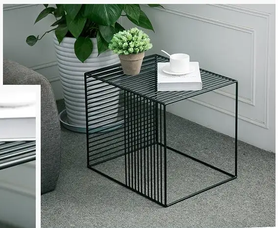 Iron edge a few fashionable minimalist modern coffee table sofa corner creative American small square table metal side table .