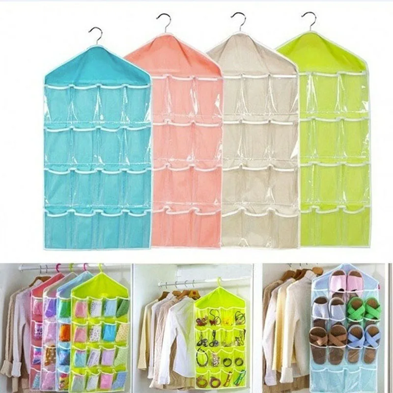 

16 Pockets Hanging Bag Creative Wardrobe Organizer Home Storage Hanging Organizer For Socks Bra Underwear Kids Toys Storage