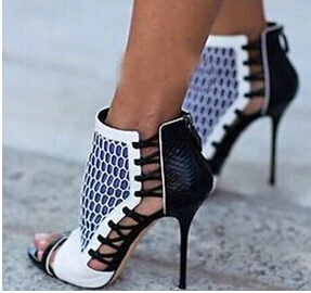 

4 Colors hot sale women summer cut-outs sandal boots woman sexy open toe leather strappy thin heels sandals summer fashion boots
