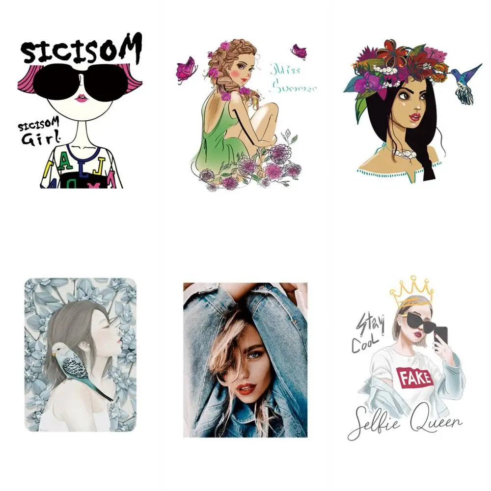 

Fashion lady PVC Patch deal with it Clothes Heat Transfer Printing T shirt women iron on patches for clothing girl Stickers