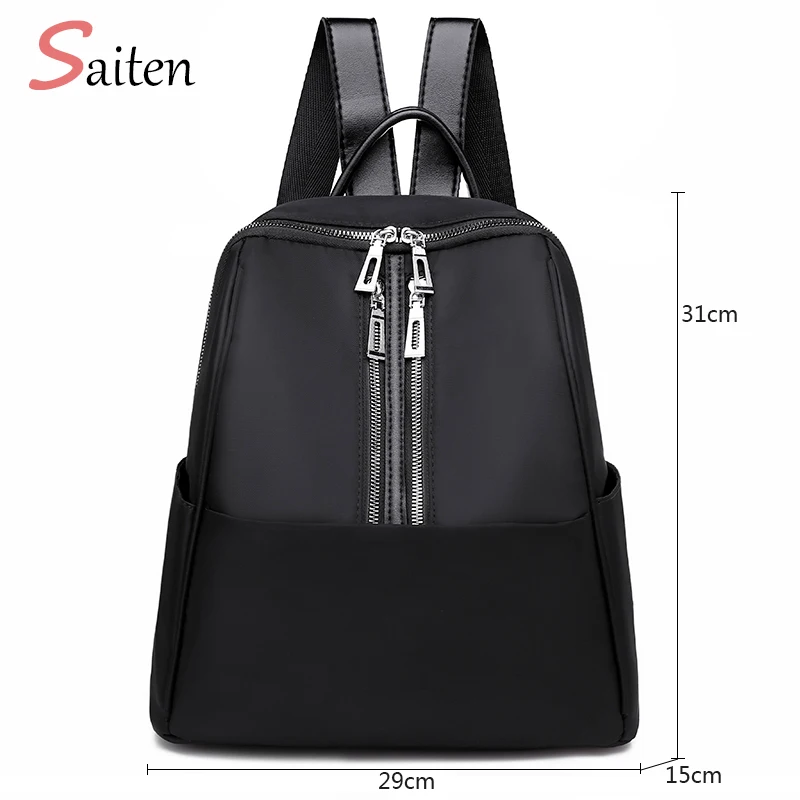 

New Waterproof Oxford Women Backpack Zipper School Bag For Teenagers Girls Multifunction Backpack High Capacity Female Rucksack