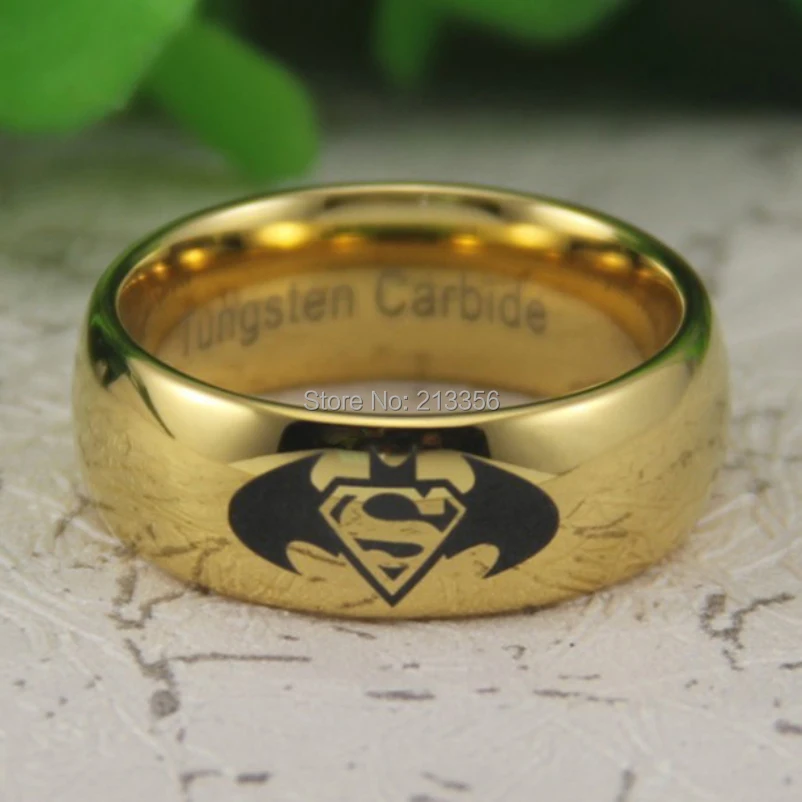 cheap price free shipping usa canada hot selling 8mm new golden dome batman superman the lord - Superman Wedding Rings cheap price free shipping usa canada hot selling 8mm new golden dome batman superman the lord - Superman Wedding Rings