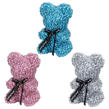 

22cm Handmade Rhinestone Drill Foam Bear Modeling Craft Gift Christmas Valentine's Day Wedding Home Decoration