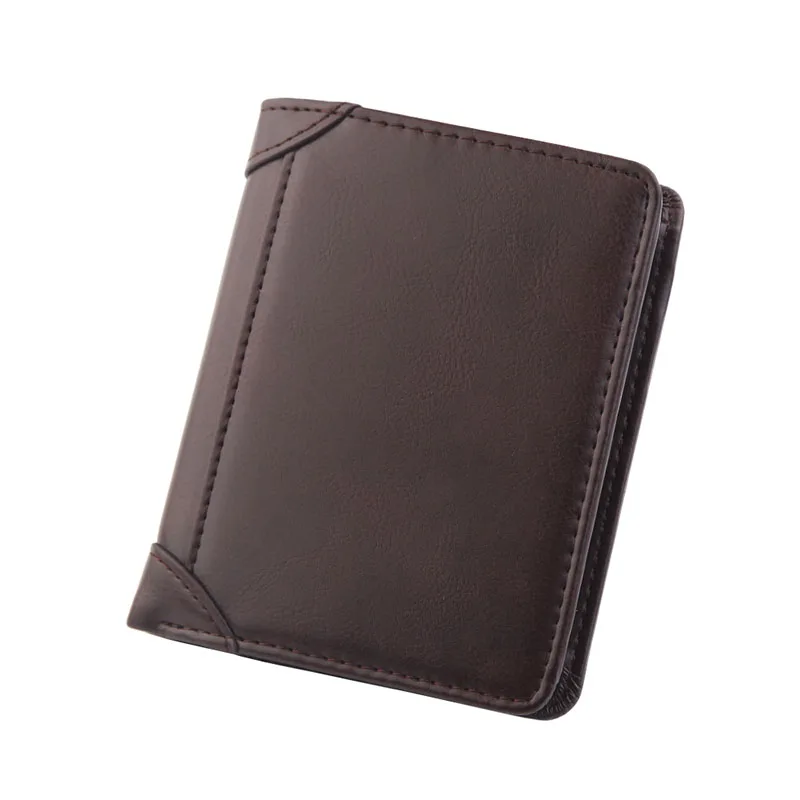 

Men Short Wallet PU Leather Purse Card Holder Vintage Coin Storage Triple Fold Bag WF 668