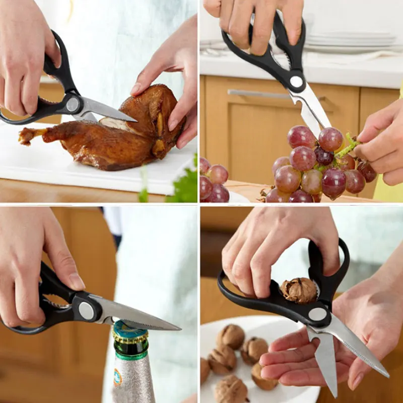 

New Hot Stainless Steel Kitchen Scissors Multipurposes Shears Tool for Chicken Poultry Fish Meat Vegetables Herbs BBQ's