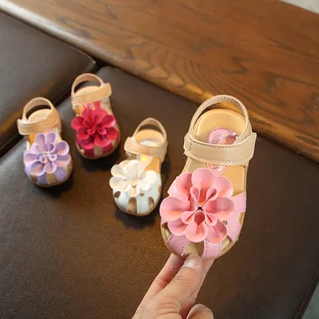 

2019 new Children Shoes Girls Sandals For Kids Shoes Ankle Strap Sandal With Flowers Summer toddlers Princess Party Shoes