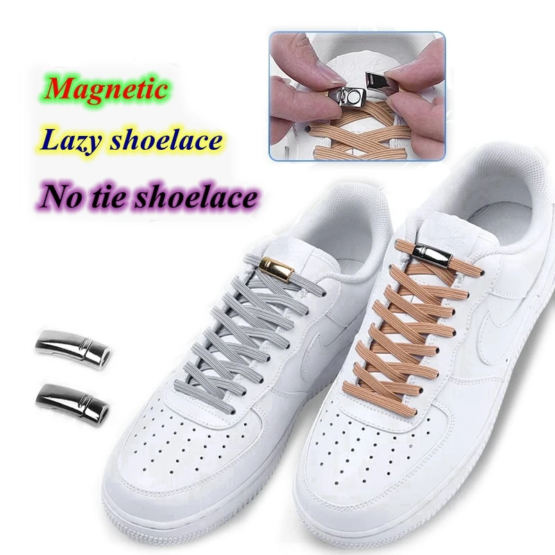 New 1 Second Quick Magnetic Shoelaces Elastic High Quality Flat Shoe laces No Tie Outdoor Leisure Sneakers Lazy laces