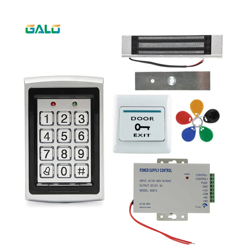 Офисная система контроля доступа 125 кГц RFID Клавиатура металлическая доска+ Электрический замок+ дверной переключатель+ блок питания опционально - Цвет: kit 8