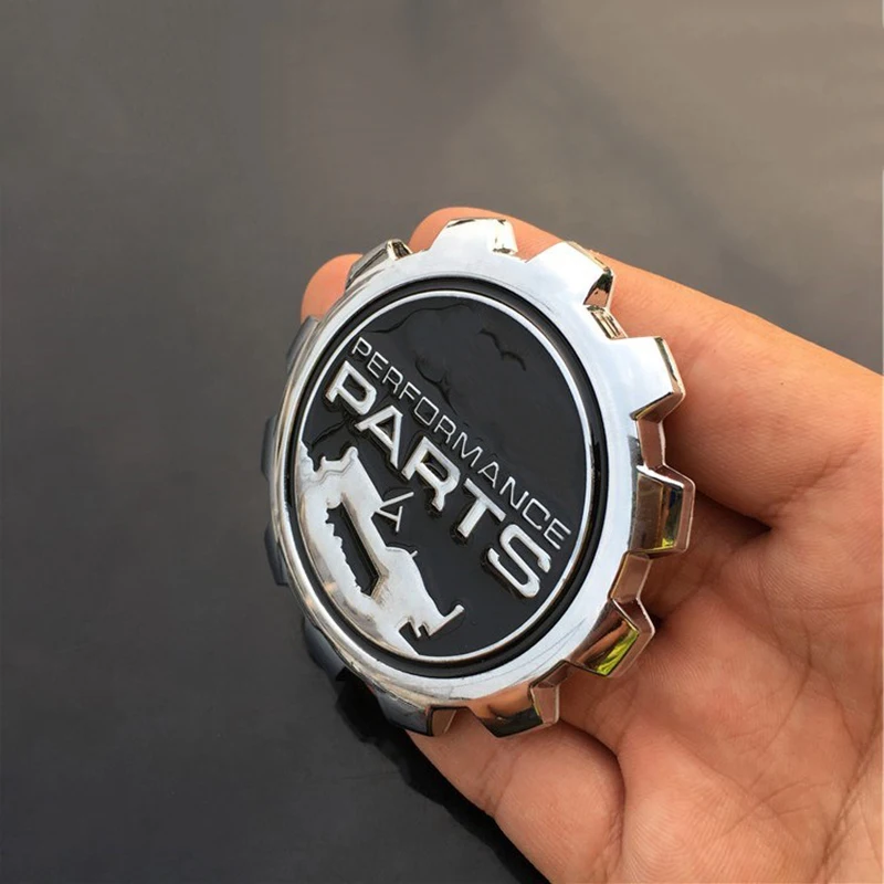 

Vintage PERFORMANCE PARTS VILLYS Wheel Gear Round TRAIL RATED Grille Emblem Chrome Metal Refitted Car Styling Sticker for JEEP