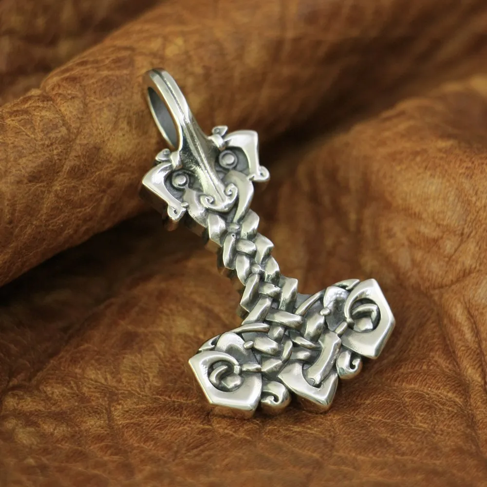 LINSION High Details Thor's Hammer Pendant 925 Sterling Silver Mens