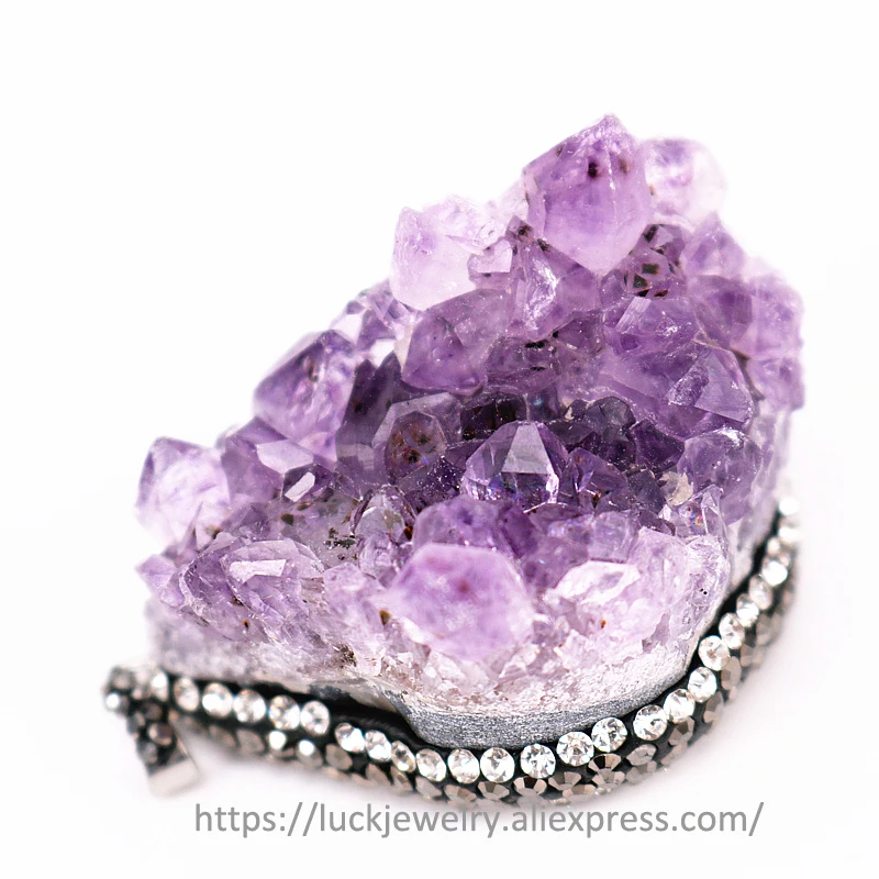

1 PC Luck Jewel None Carved Natural Purple Crystal Stone Necklace Original Rock Paintings Geometric Personality Vintage Jewelry