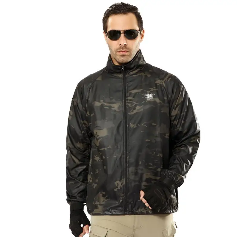 Тактические куртки для мужчин летняя Водонепроницаемая Ветровка Военная, Армейская, камуфляжная куртка легкий дождевик кожа куртки S-4XL - Цвет: Black Camouflage