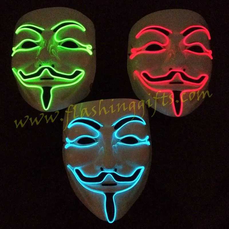 Halloween Mask LED Mask Light Up Party Masks V for Vendetta Cosplay Mascara Horror Mascarillas Glow In Dark Masque