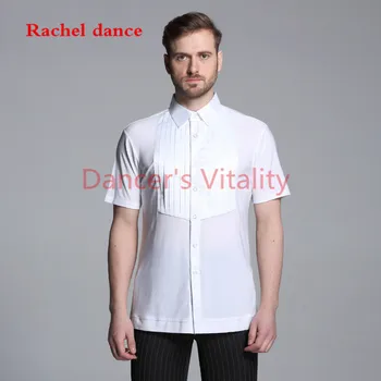 

2017 New Short Sleeves Button Mens Latin Shirts Dance Top Ballroom Latin Dance Costumes Stage Clothing For Men Ballroom Clothes