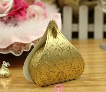 

Hershey shape GOLDEN POWDER candy favor sweets dragee bomboniere box for wedding marriage engagement baby shower party , 100pcs