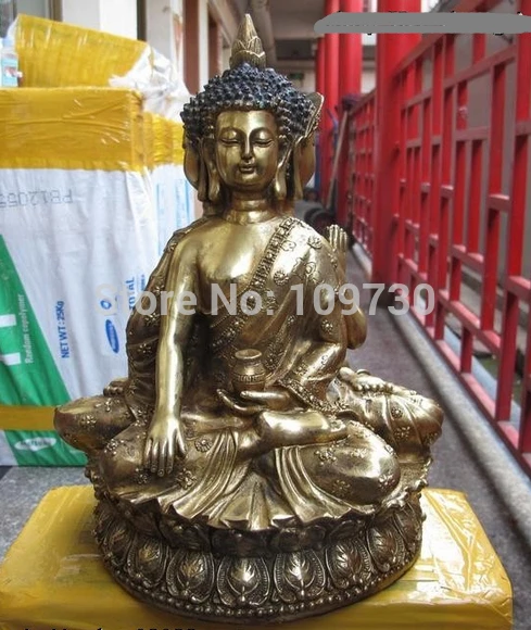 

002660 Tibet Fane Bronze Gild Three sides Thailand Ayutthaya Sakyamuni Buddha Statue