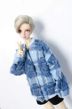 

BJD doll clothes blue check wool baseball shirt street casual jacket 1/4 1/3 SD MSD SSDF Uncle doll accessories