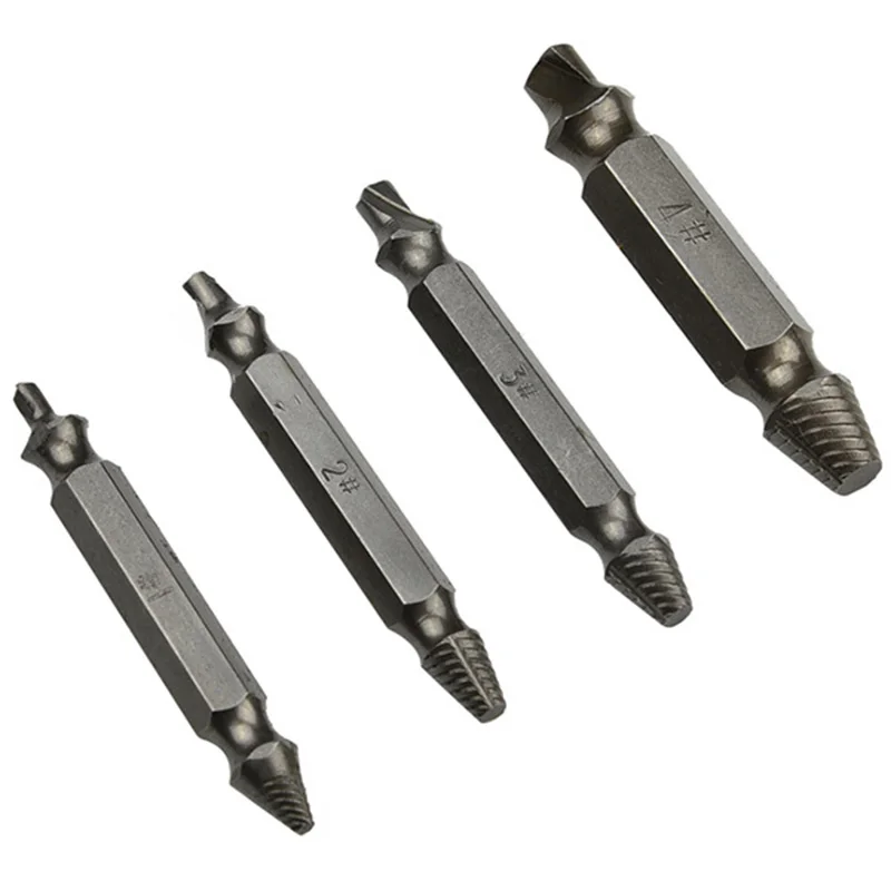 

Broken Damaged Drill Double Side Damaged Screw Extractor Step Drill Bit 4pcs/set New Drill Bit Guide Set Remover Screw Extractor